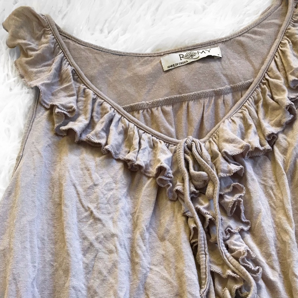 Tan Romy Blouse with Ruffle Front - Picture 6 of 7